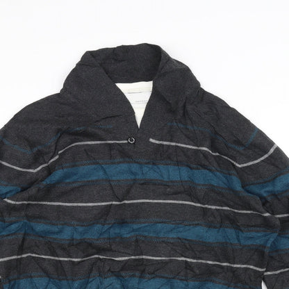 Preloved NEXT Mens Grey Striped  Pullover Jumper Size M - Detail
