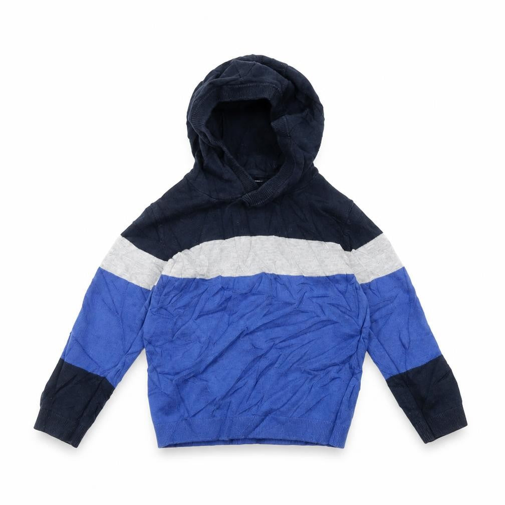 Next Boys Blue Striped  Pullover Hoodie Size 4 Years