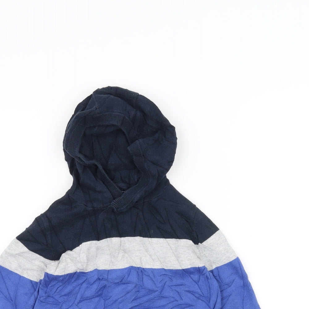 NEXT Boys Blue Striped  Pullover Hoodie Size 4 Years