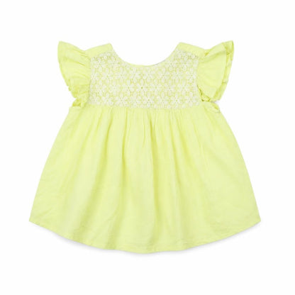 Front view of Evie girls’ yellow basic blouse, size 2, years