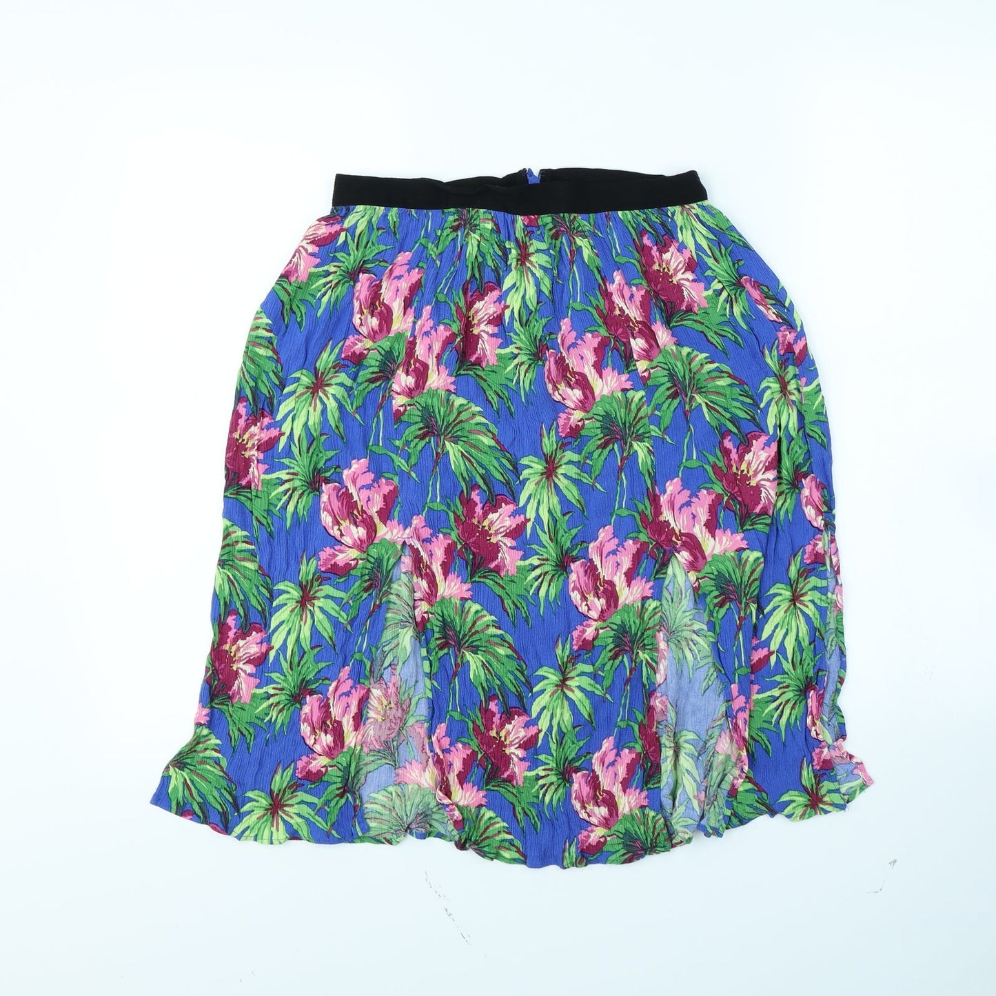 Topshop Womens Blue Floral  Flare Skirt Size 8