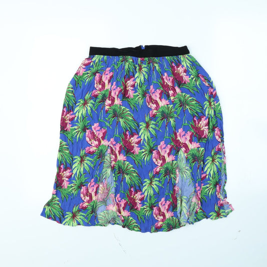 Topshop Womens Blue Floral  Flare Skirt Size 8