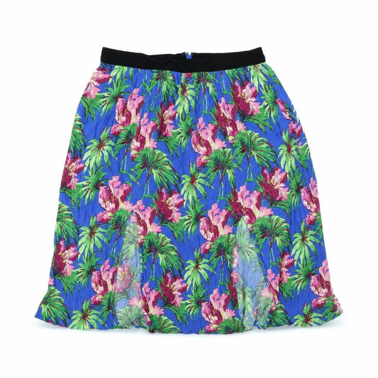 Topshop Womens Blue Floral  Flare Skirt Size 8