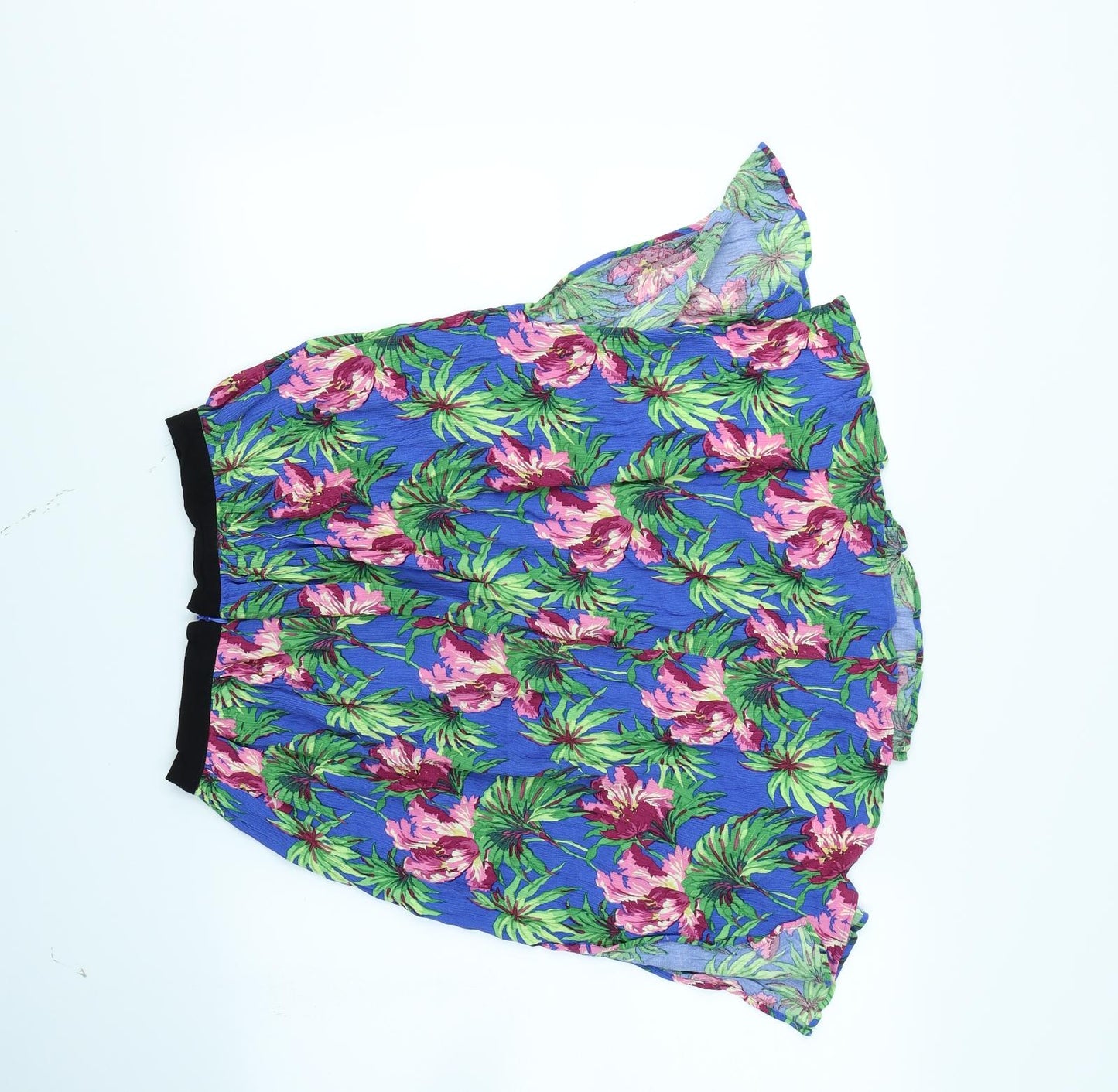 Topshop Womens Blue Floral  Flare Skirt Size 8