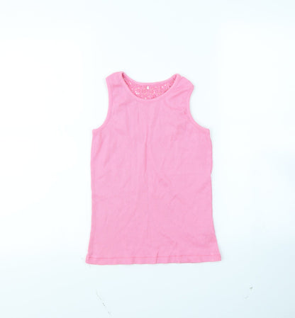 Front view of George girls’ pink basic tank, size 9, years
