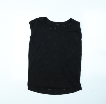 Preloved Beach Time Womens Black   Basic T-Shirt Size 10  - Star pattern - Front
