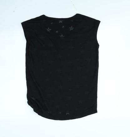 Preloved Beach Time Womens Black   Basic T-Shirt Size 10  - Star pattern - Back