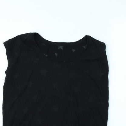 Preloved Beach Time Womens Black   Basic T-Shirt Size 10  - Star pattern - Detail