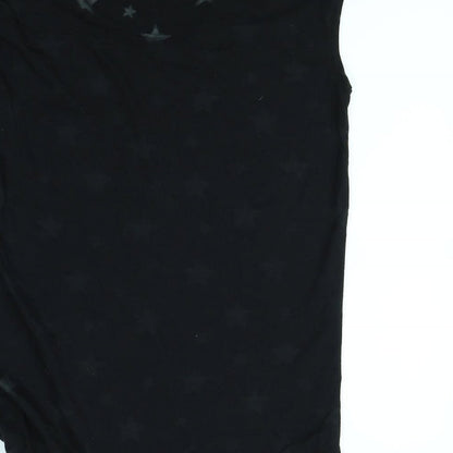 Preloved Beach Time Womens Black   Basic T-Shirt Size 10  - Star pattern - Label
