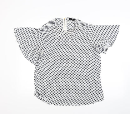 Front view of Atmosphere women’s white basic blouse, size UK 12
