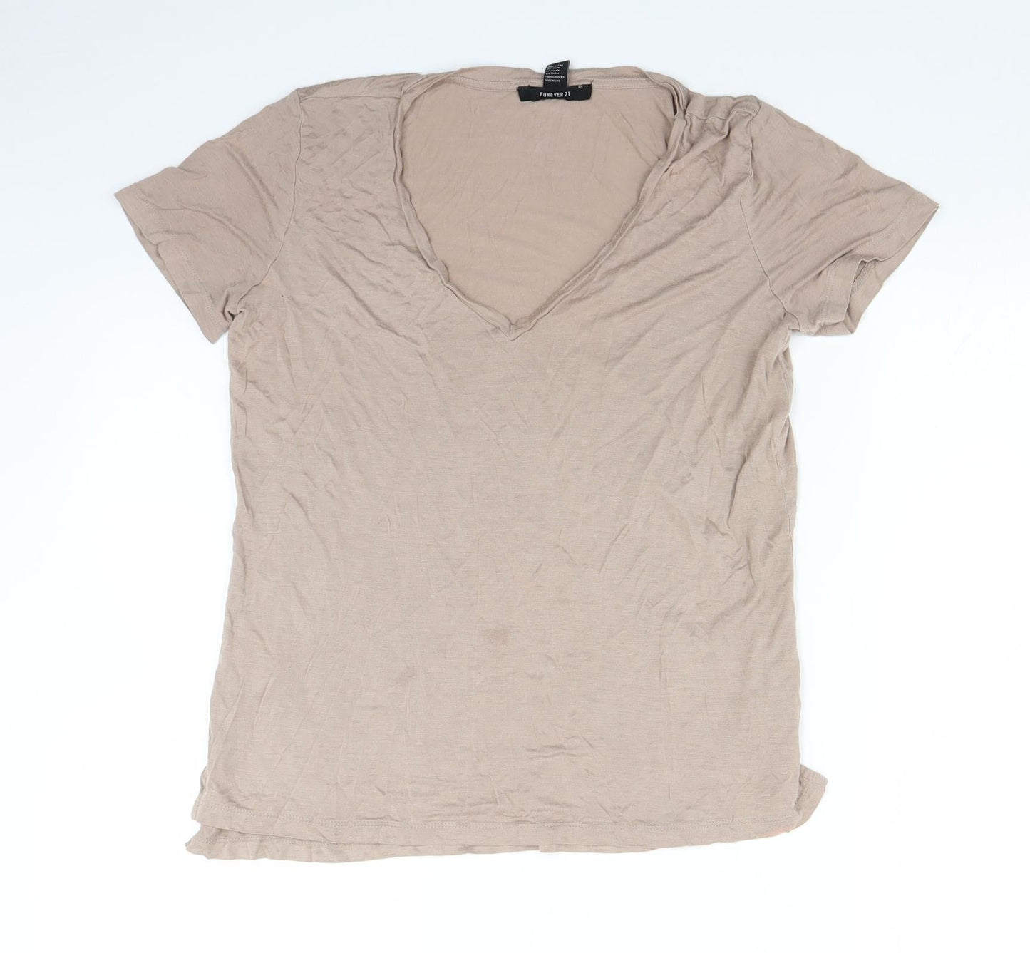 FOREVER 21 Womens Beige   Basic T-Shirt Size S