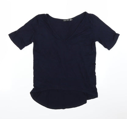 Additional front view of I SAW IT FIRST women’s blue basic t-shirt, size UK 8