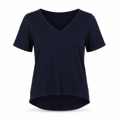 Front view of I SAW IT FIRST women’s blue basic t-shirt, size UK 8