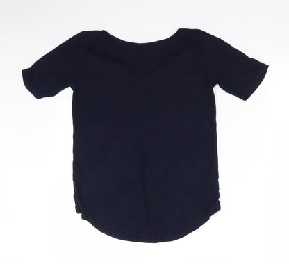 Back view of I SAW IT FIRST women’s blue basic t-shirt, size UK 8