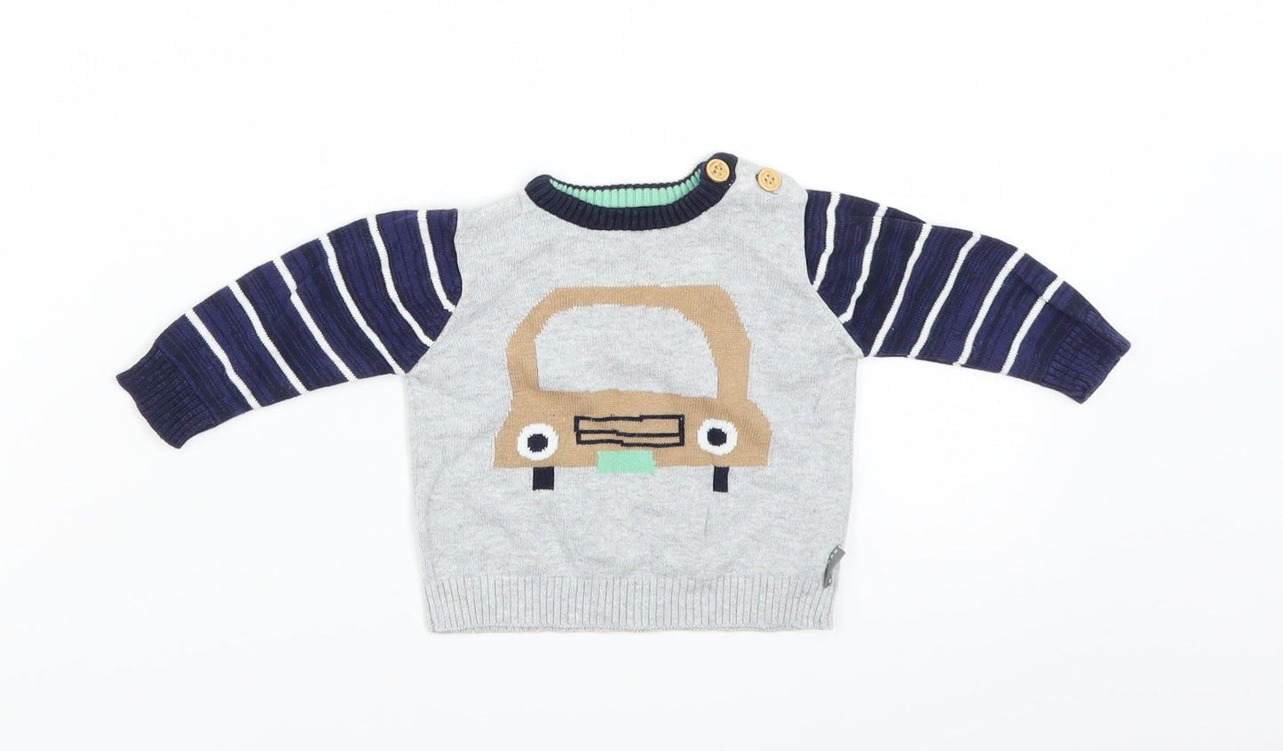 Nutmeg Baby Grey   Pullover Jumper Size 0-3 Months  - car
