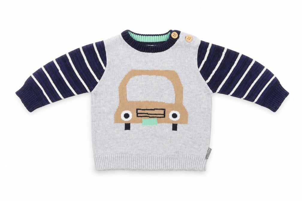 Nutmeg Baby Grey   Pullover Jumper Size 0-3 Months  - car