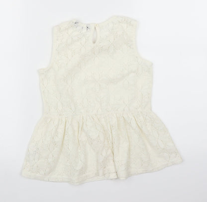 Back view of George girls’ ivory basic blouse, size 8-9, years