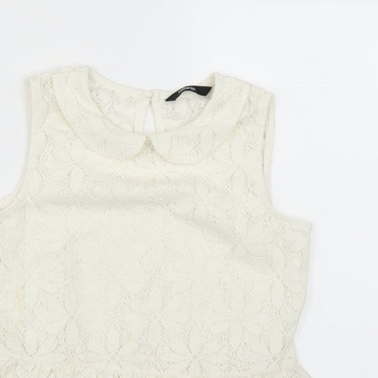Close-up detail of George girls’ ivory basic blouse, size 8-9, years