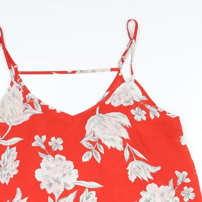 Preloved Primark Womens Red Floral  Basic Blouse Size 14 - Detail