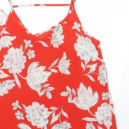 Preloved Primark Womens Red Floral  Basic Blouse Size 14 - Label