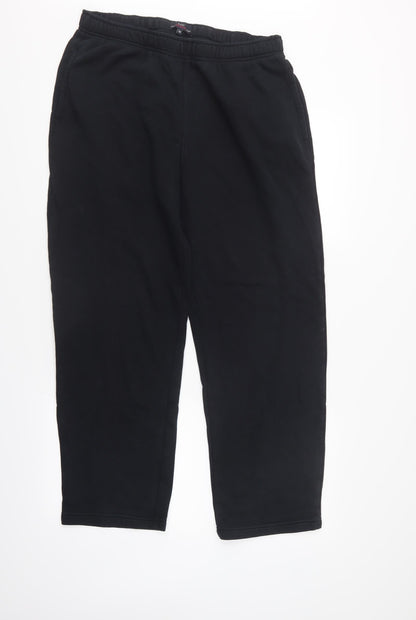 Additional front view of Easy women’s black sweatpants, size M, 28-inch leg