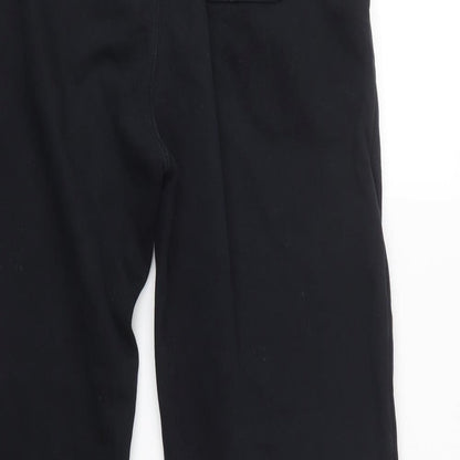 Brand and care label for Easy women’s black sweatpants, size M, 28-inch leg