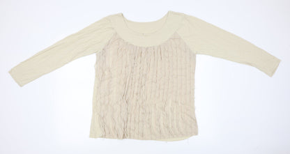 Preloved Preworn Womens Beige   Basic T-Shirt Size L - Front