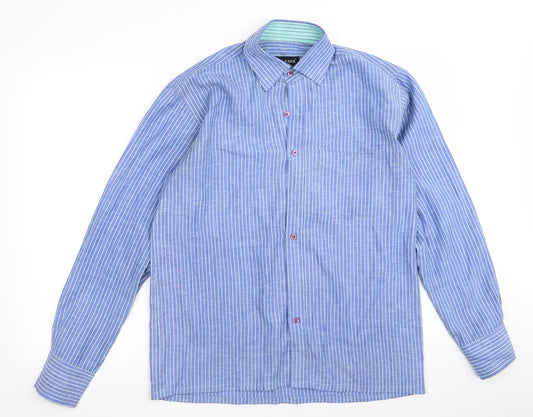 blue park Mens Blue Striped   Button-Up Size 40