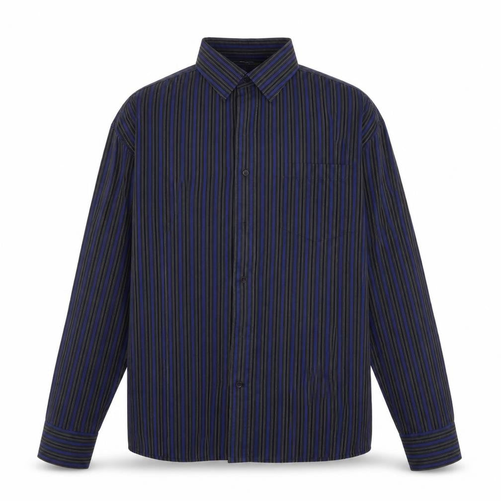 Murano Mens Black Striped   Button-Up Size 40