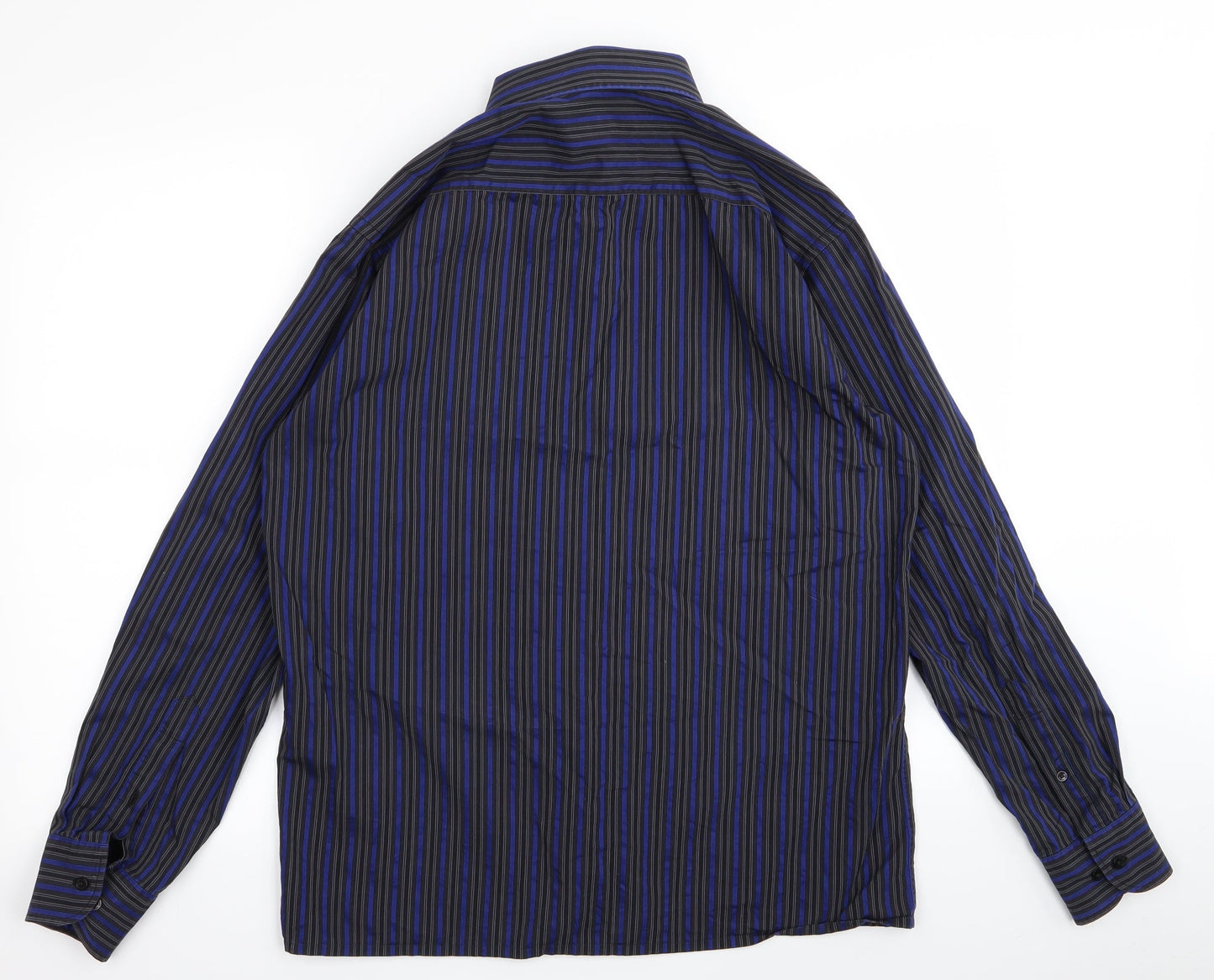 Murano Mens Black Striped   Button-Up Size 40