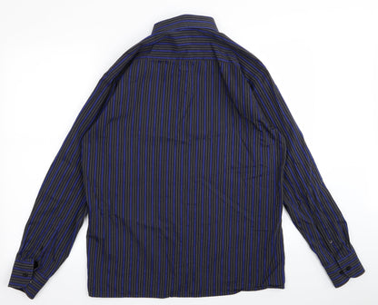 Murano Mens Black Striped   Button-Up Size 40