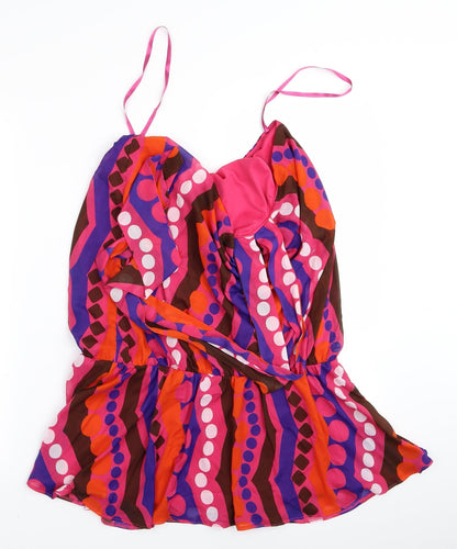 Additional front view of ASOS women’s multicoloured geometric a-line set, size UK 8