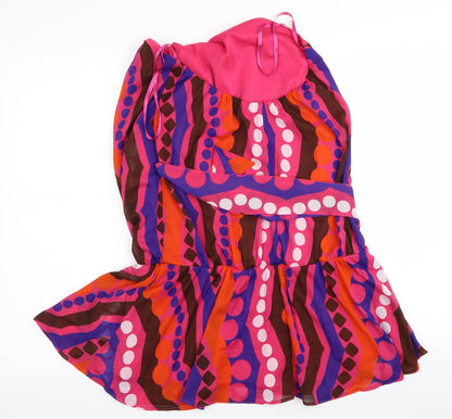 Back view of ASOS women’s multicoloured geometric a-line set, size UK 8