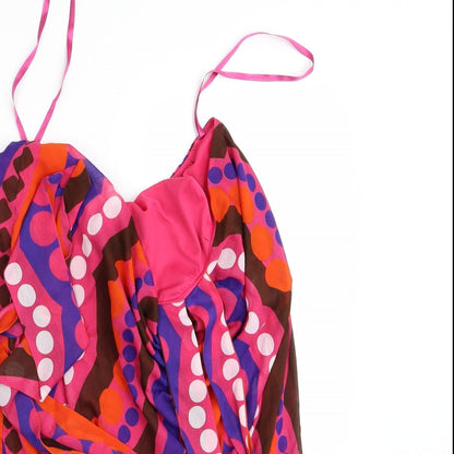 Close-up detail of ASOS women’s multicoloured geometric a-line set, size UK 8