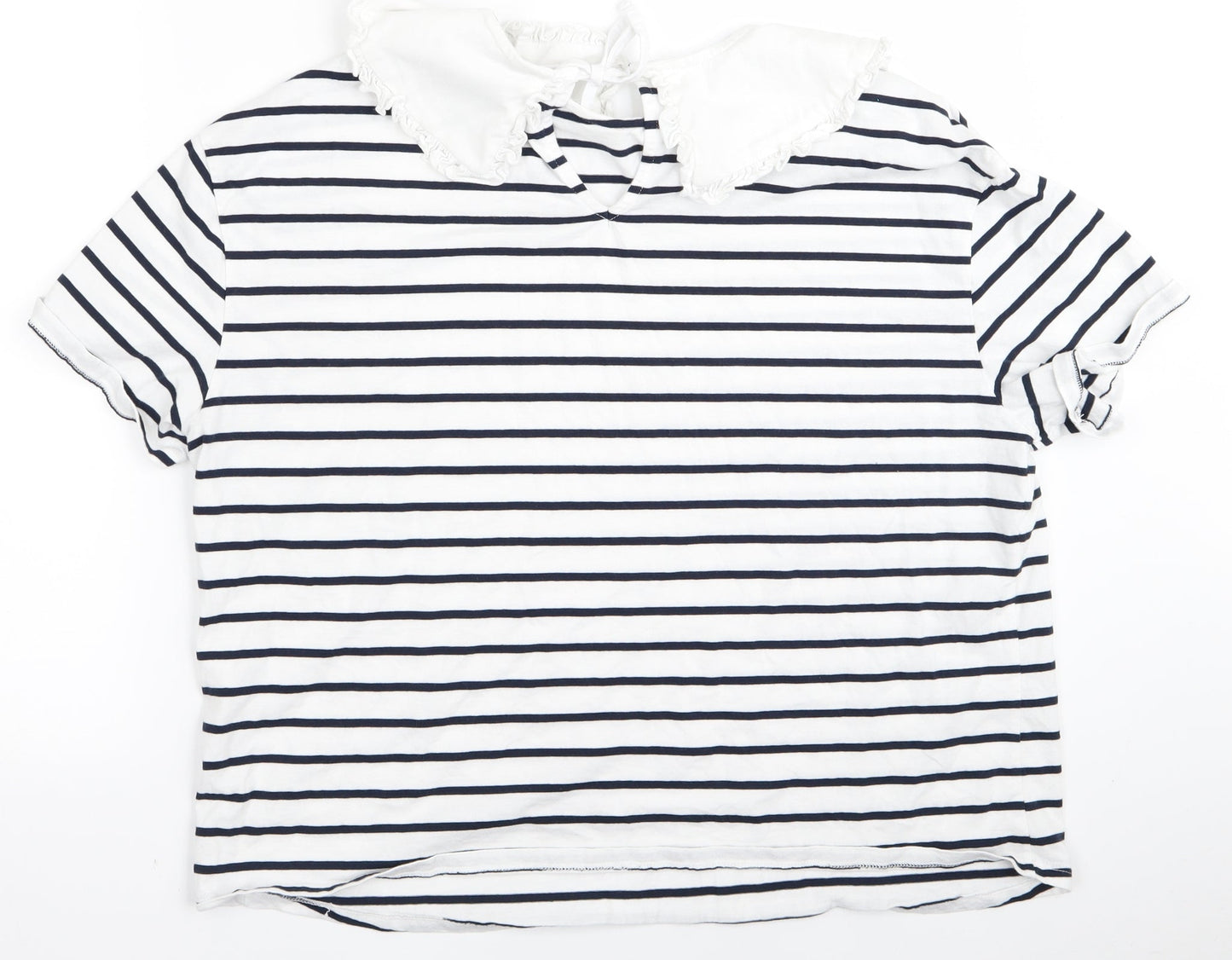 very  Womens White Striped  Basic Blouse Size M