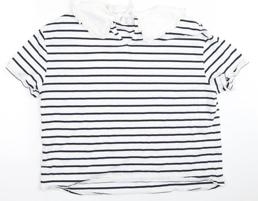 very  Womens White Striped  Basic Blouse Size M