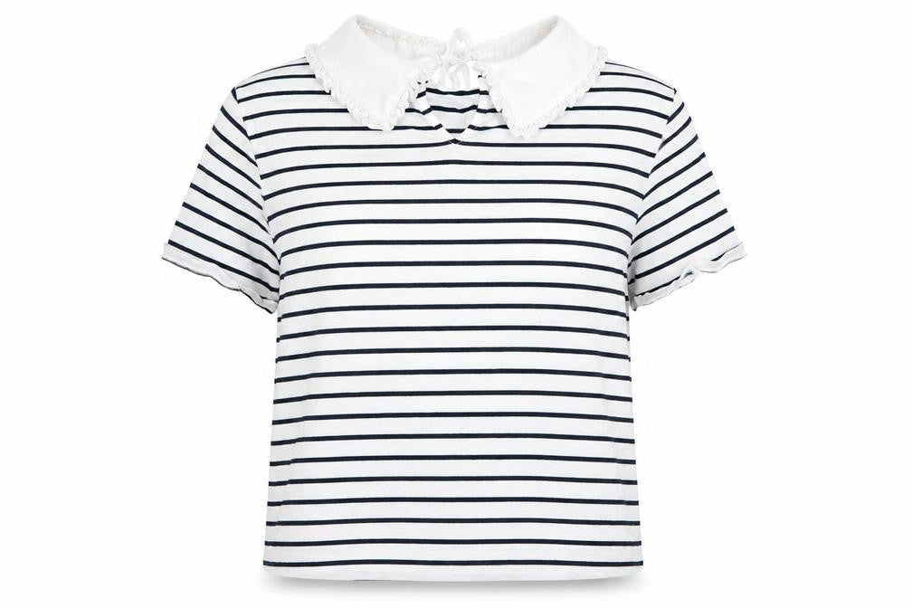 very  Womens White Striped  Basic Blouse Size M