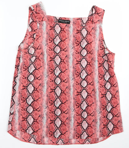 Preloved Dorothy Perkins Womens Pink Animal Print  Basic Tank Size 12 - Front