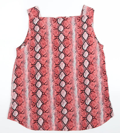 Preloved Dorothy Perkins Womens Pink Animal Print  Basic Tank Size 12 - Back