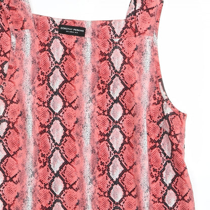 Preloved Dorothy Perkins Womens Pink Animal Print  Basic Tank Size 12 - Detail