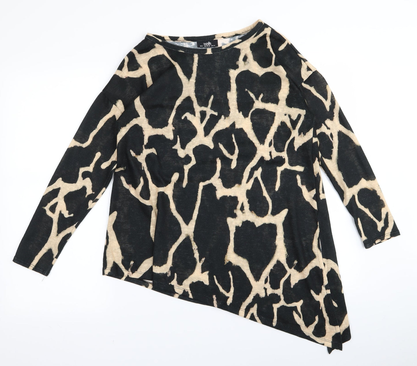 Wallis Womens Black Animal Print  Basic T-Shirt Size S