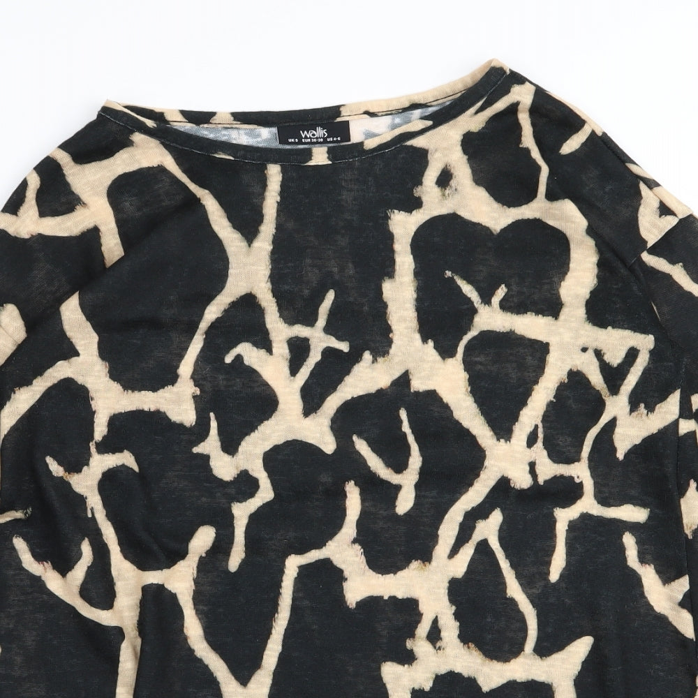 Wallis Womens Black Animal Print  Basic T-Shirt Size S