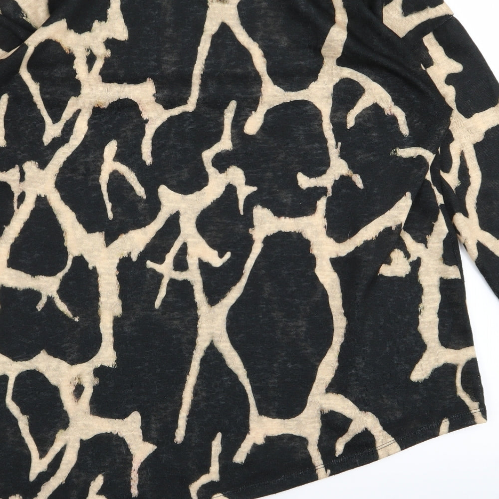 Wallis Womens Black Animal Print  Basic T-Shirt Size S