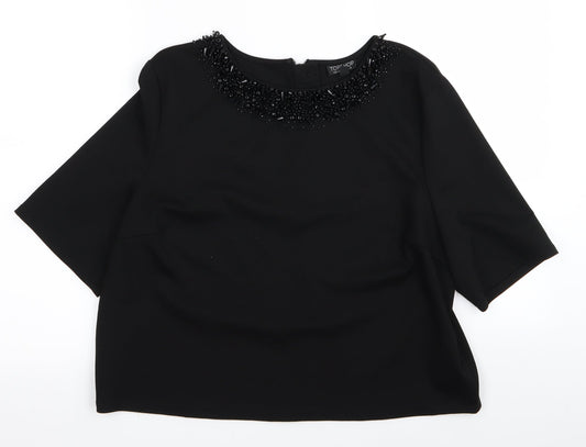 Topshop Womens Black  Rayon Basic T-Shirt Size 12