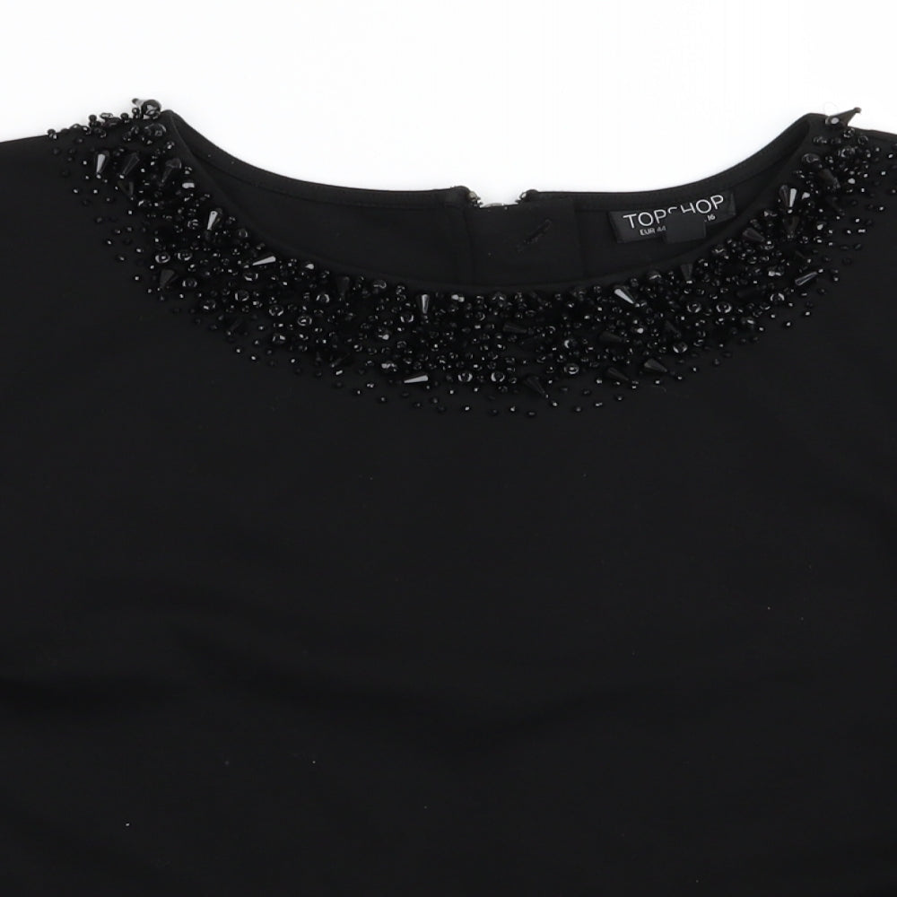 Topshop Womens Black  Rayon Basic T-Shirt Size 12