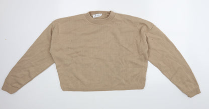 Front view of In the Style women’s beige jumper, size UK 8