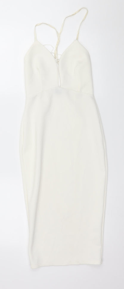 Preloved Edge Womens White   Pencil Dress  Size 6 - Front