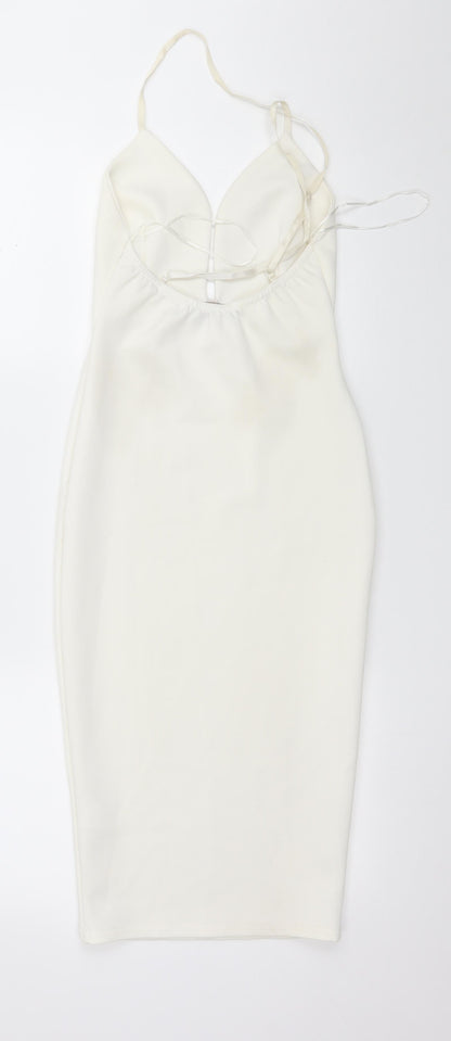 Preloved Edge Womens White   Pencil Dress  Size 6 - Back
