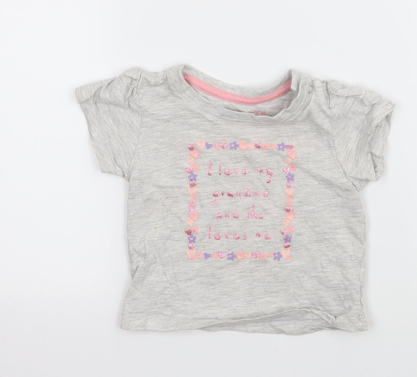 Primark Baby Grey   Basic T-Shirt Size 6-9 Months