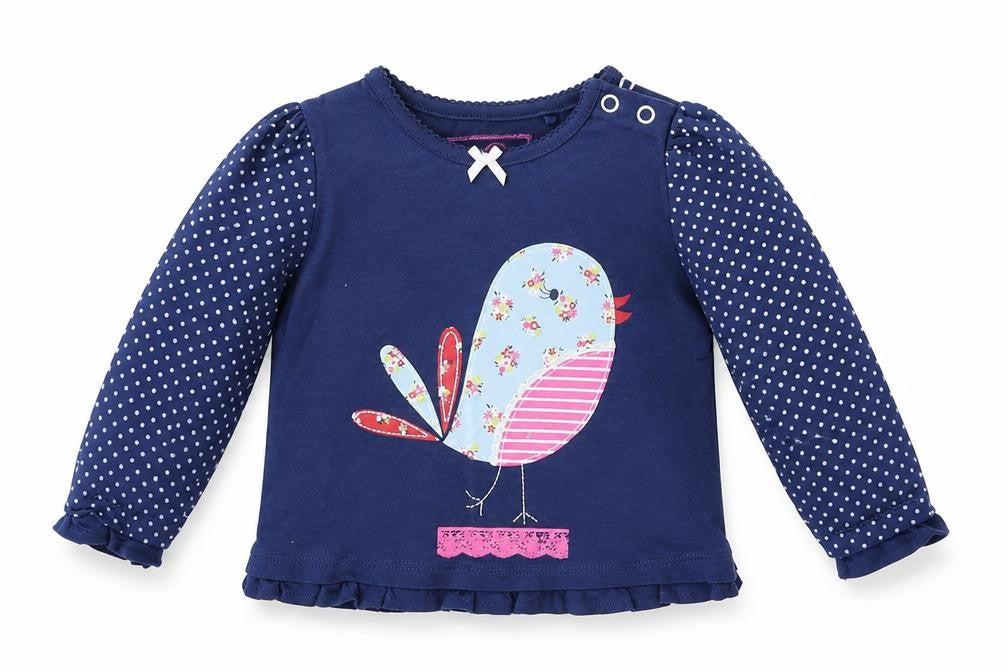 TU Girls Blue   Basic Blouse Size 6-9 Months  - bird